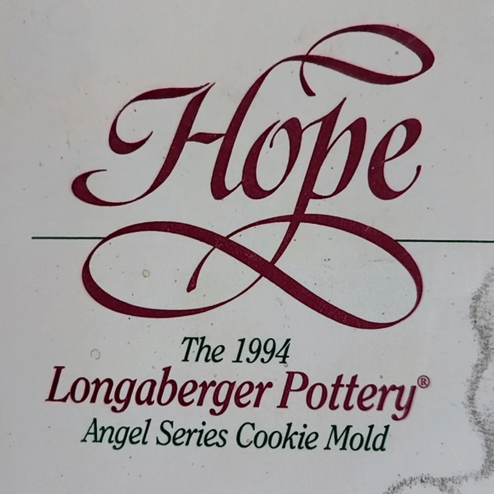 LONGABERGER Pottery Pair HOPE LOVE Cookie Mold Holiday Angel Series 1994 1996